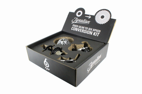Photo: yxation is now shipping its Six Fyx kit, which converts fixed gear bikes with 120mm rear spacing to a six-speed derailleur drivetrain. 