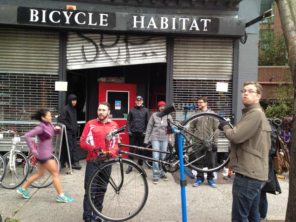 New York's Bicycle Habitat operated without power after Sandy.