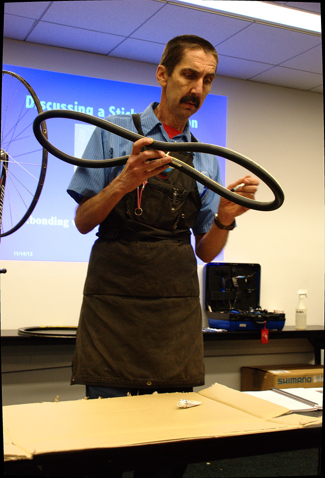 Calvin Jones goes over tubular gluing, which seems to be 70 percent of a race mechanic's life.