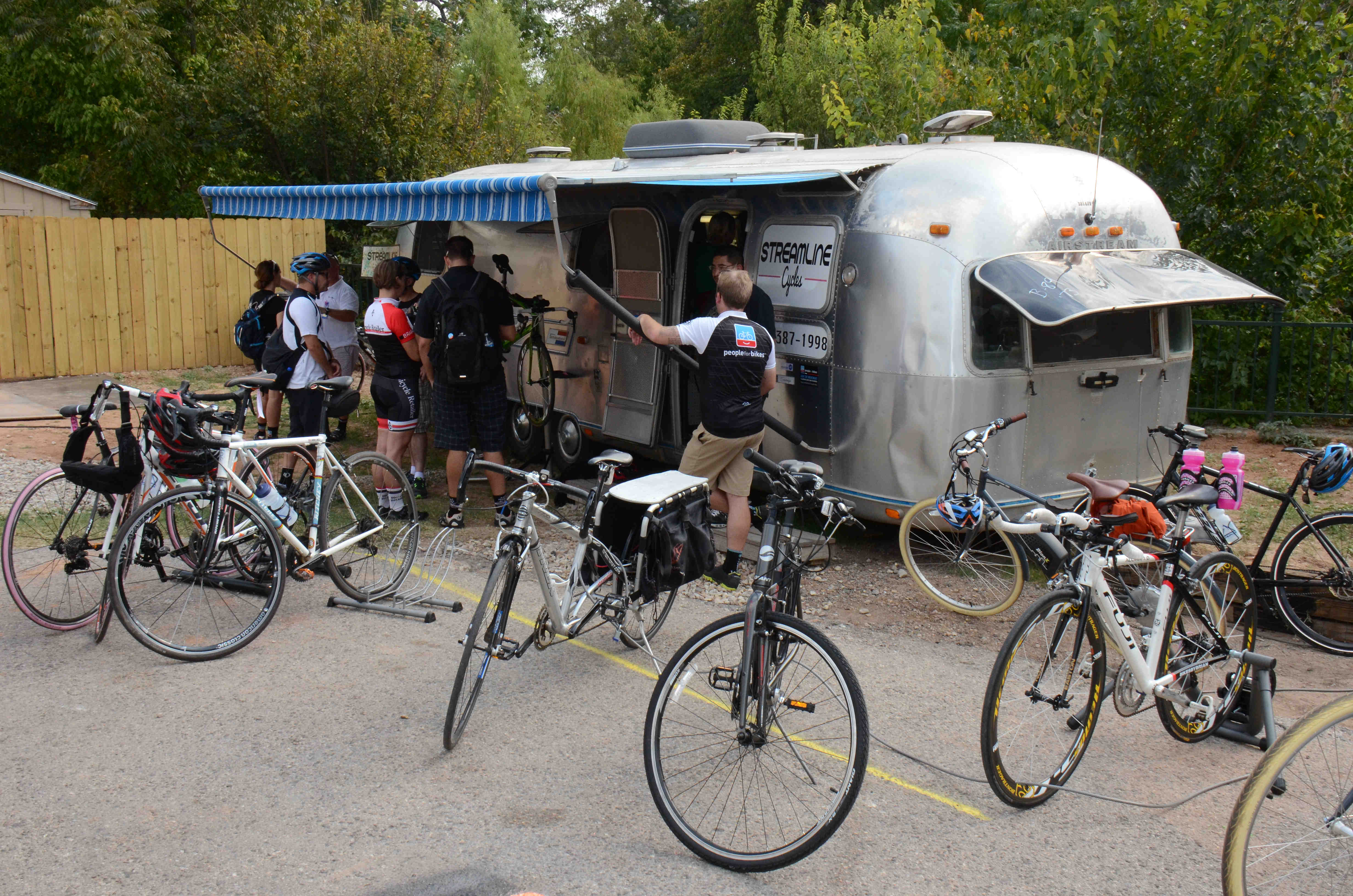 Set up in 262 square feet inside an Airstream trailer, Streamline Cycles is Austin’s smallest bike shop. Owner Jesse Tonche partnered on the service-only shop with Brian Robbins, a Chicago industry veteran who has worked with Chris Kegel at Wheel & Sprocket and also worked for Bicycle Sport Shop and other Austin retailers. They invested about 0,000 to get the business up and running. They bought the Airstream on Craigslist remodeled the trailer and parked it by a food stand.