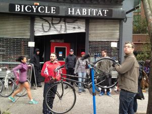 New York's Bicycle Habitat operated without power after Sandy. New York's Bicycle Habitat operated without power after Sandy.