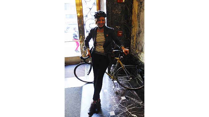 Our guide for the final day, SF Bicycle Coalition communications director Kristin Smith, dressed the part for a full day of urban riding. Our guide for the final day, SF Bicycle Coalition communications director Kristin Smith, dressed the part for a full day of urban riding.