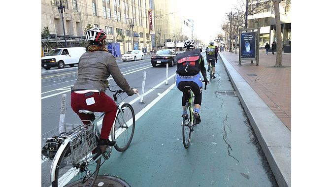 Protected bike lane Protected bike lane