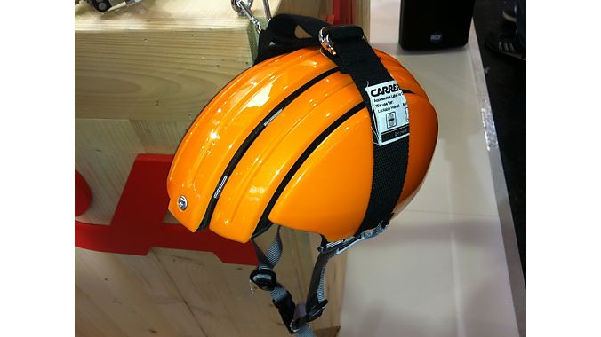 Ever wish you could compact your helmet to stuff it in a bag? The Carrera collapsable helmet has five sections held together by webbing. It appears to provide great ventilation and packs up tightly.