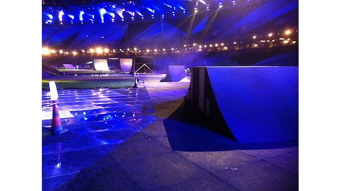 Some of the ramps that were to be used in used in the opening ceremony.