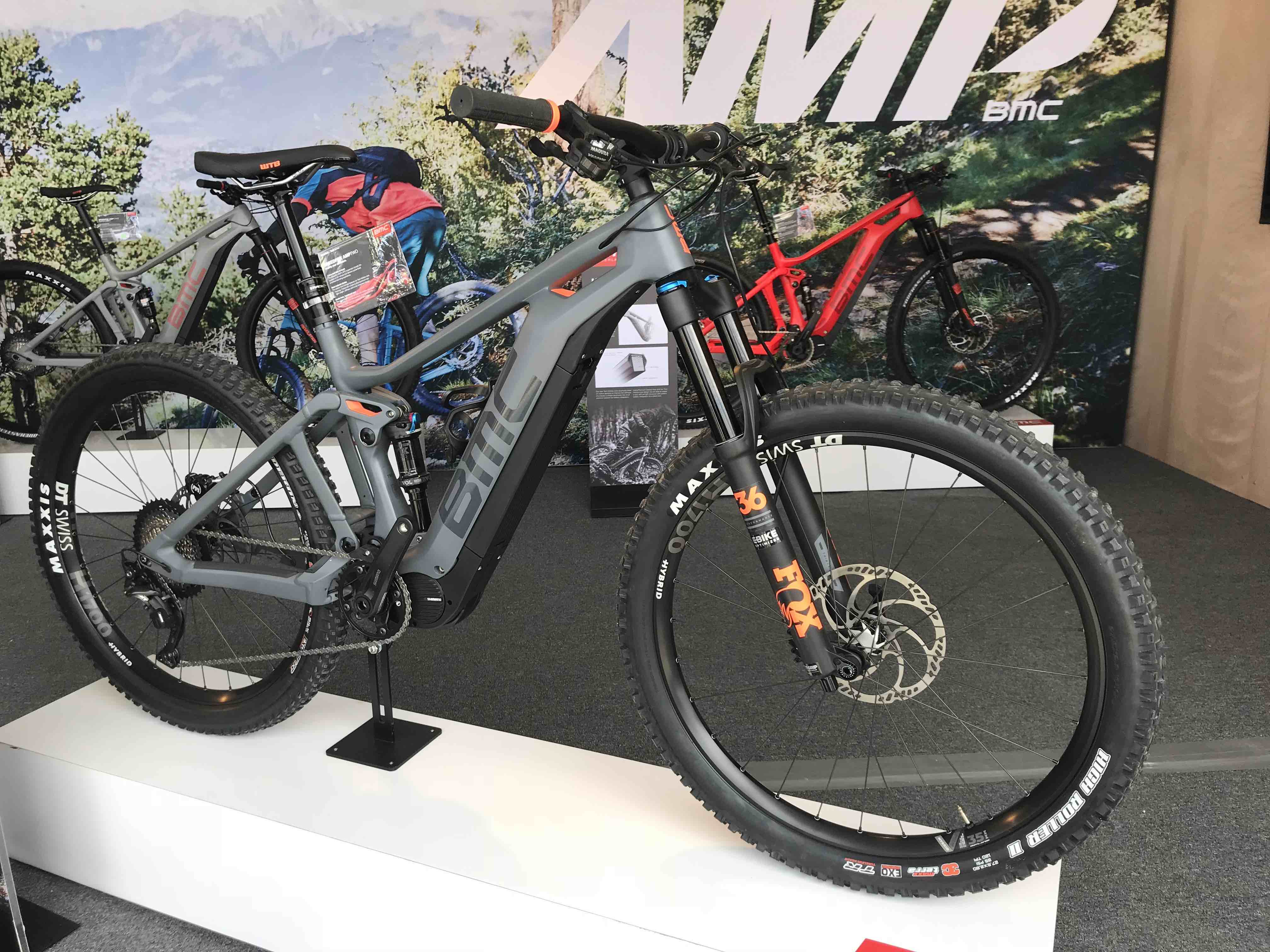 The BMC Trailfox AMP is built on 27.5-plus wheels and is powered by Shimano's STEPS motor and battery system.