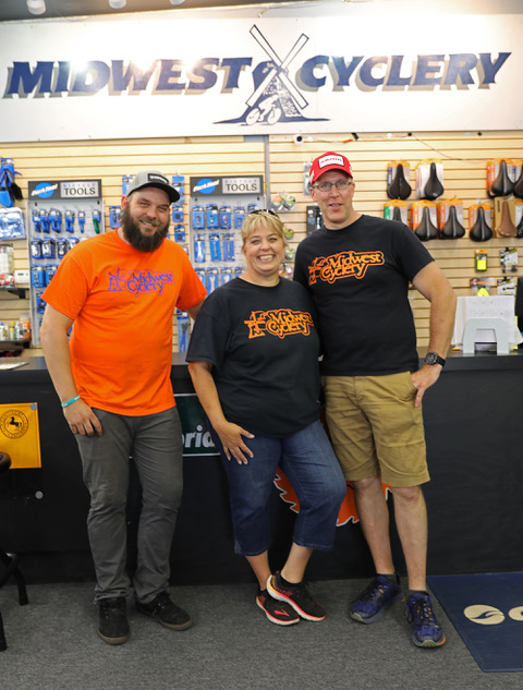 Christina Baanders Decker and Bob Decker, pictured here with mechanic Trent Alexander (left).