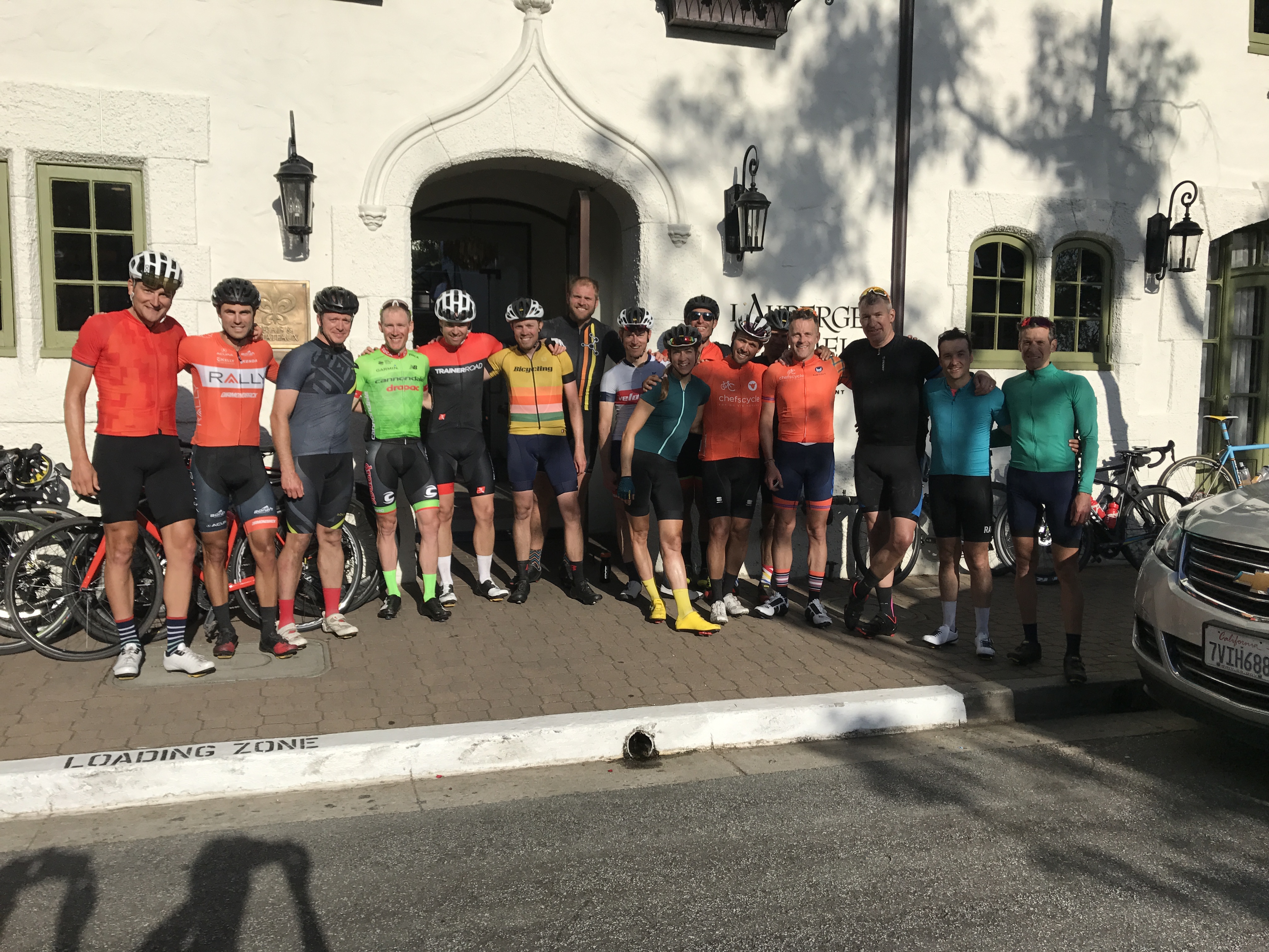 A group of athletes and chefs rode from San Francisco to Carmel, California, to attend Sea Otter, including Yuri Hauswald, Neil Shirley, Ted King and chef Justin Cogley, who provided finish line food at his restaurant Aubergine at L'Auberge Carmel.
