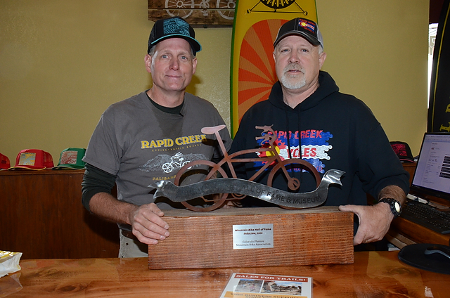 Rapid Creek co-owners Scott Winans and Rondo Buecheler. Winans is president of COPMOBA, the local trail organization, which was inducted into the Mountain Bike Hall of Fame.  