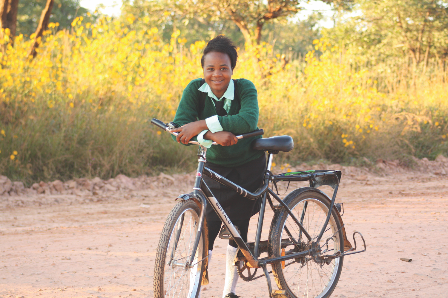 Buffalo Bicycles, manufactured by Giant Group, were designed by World Bicycle Relief for heavy loads, long distances and rugged terrain. Donating these bikes to regions in need helps mobilize people including students and health workers. 