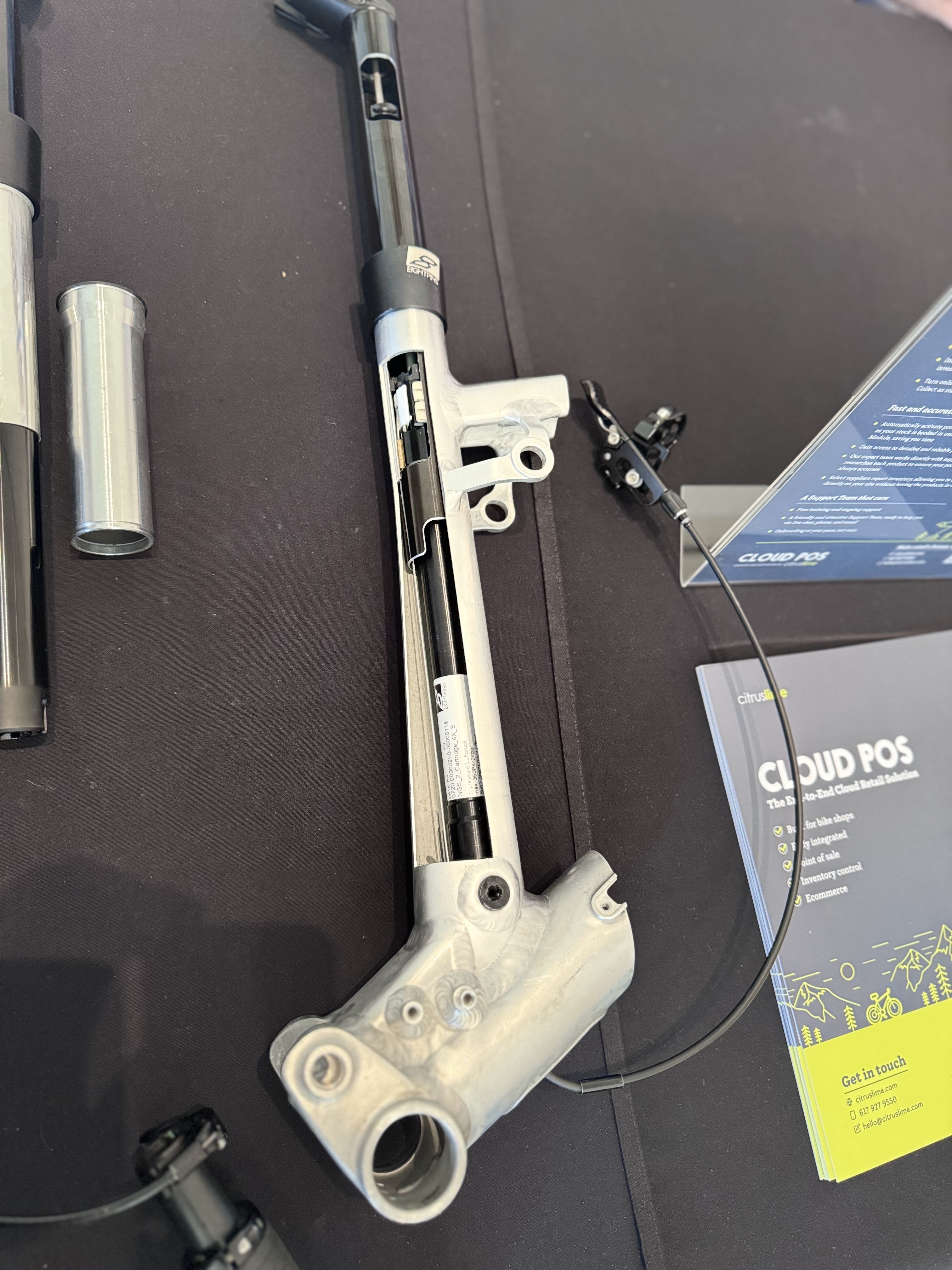 A cutaway frame showing the Eightpins internals.