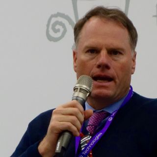 Burke speaking at Velo-city Global in Taipei on Monday.
