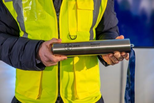 The time capsule was buried in the factory foundation this week. 