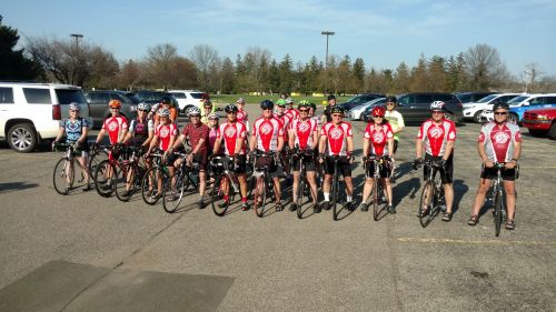 Kalamazoo riders before Tuesday's post-verdict ride.