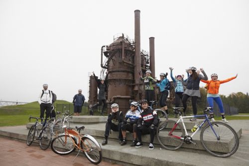 The gang celebrated the tour's completion at Gas Works Park, site of the former Seattle Gas Light Company gasification plant.
