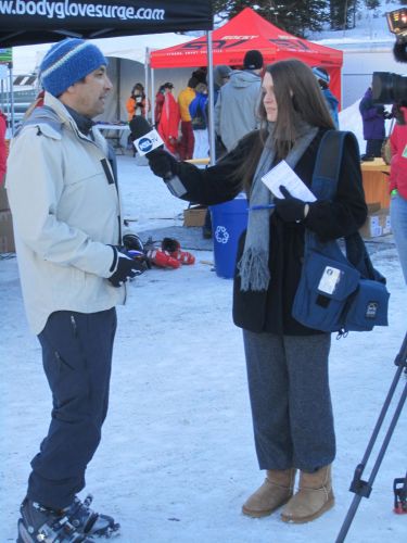 Kenji Haroutunian explains OR's decision to remain in Salt Lake City to a local television news reporter.