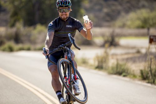 Sagan shows off a Osmo bottle in California last month.