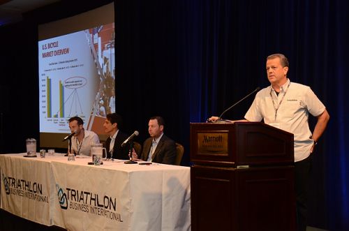Interbike managing director Pat Hus was a panelist discussing trends and horizons in triathlon Monday morning. Photo Gary Newkirk. 