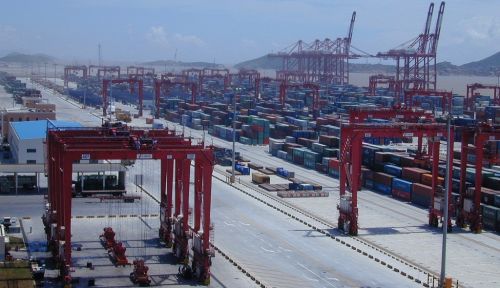 The port of Shanghai, China. Wiki Commons photo. 