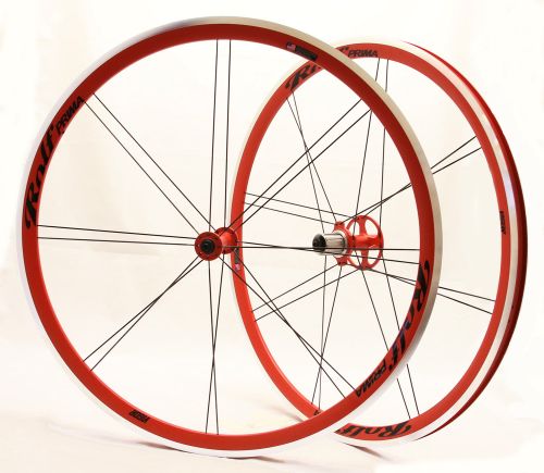 An all-red wheel combination.