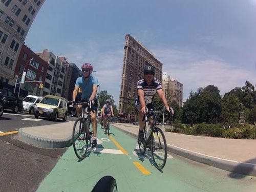 Riders on a New York City green lane on BRAIN's Dealer Tour this summer