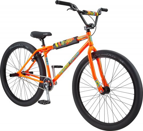 The special-edition dayglo orange 1987 Dyno Pro Compe, inspired by Dave Voelker, has been beefed up from the original with a chromoly frame and fork and 29-inch wheels.