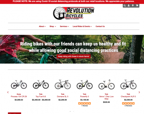 Revolution Bicycles' homepage. 