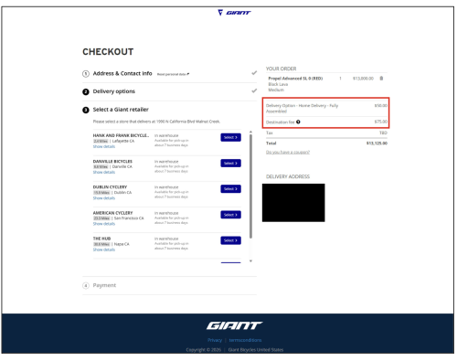 Screenshot from the suit against Giant showing a destination fee. Screenshot from the suit against Giant showing a destination fee.