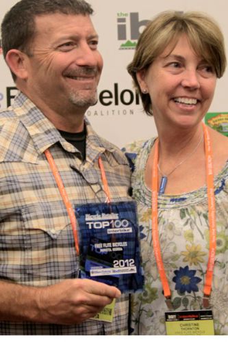 Dan and Christine Thornton from Top 100 Dealer Free-Flite Bicycles at the Top 100 Awards in Las Vegas last week. 