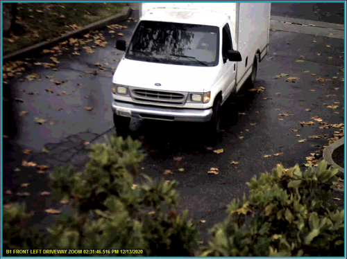 The van used has not been recovered. Still from video surveillance provided by Morgan Hill PD. 
