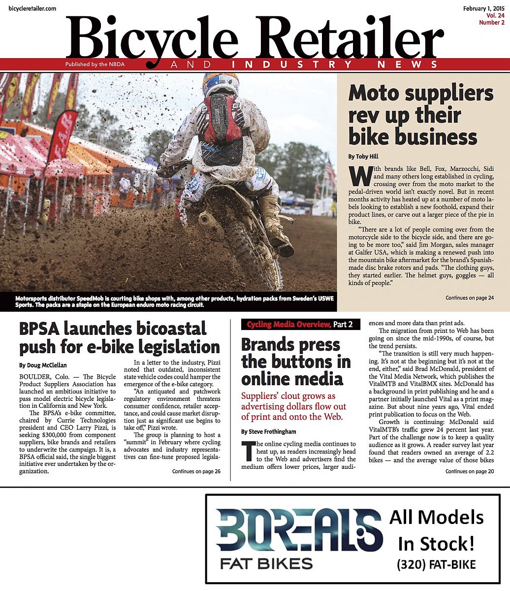 New BRAIN issue looks at the moto invasion, online cycling media and e-bike legislation Bicycle Retailer and Industry News