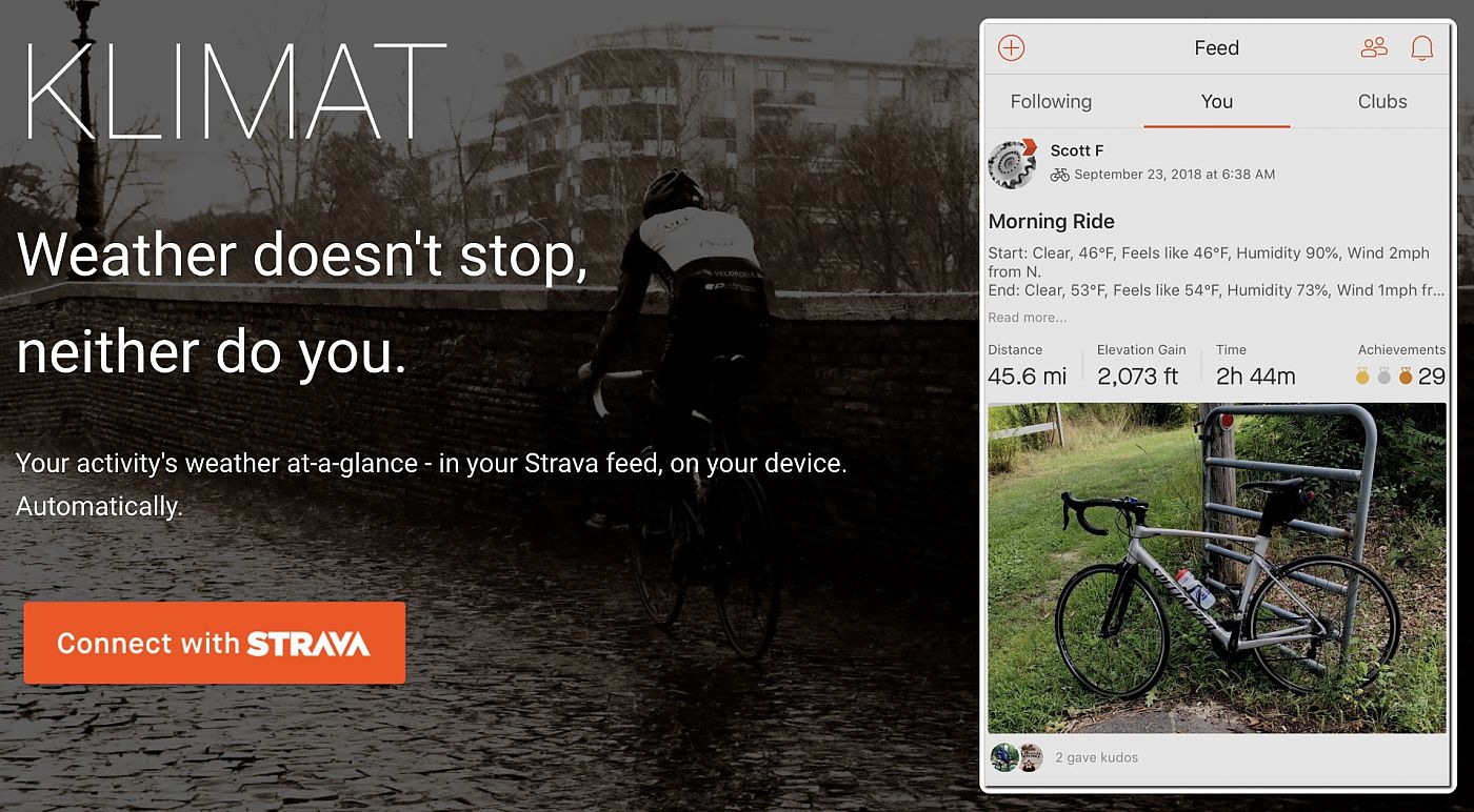 Klimat app adds weather conditions to Strava activity feed Bicycle
