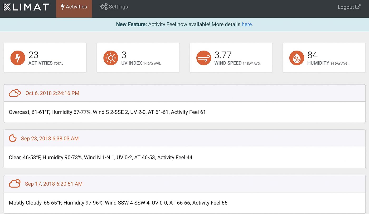 Klimat app adds weather conditions to Strava activity feed Bicycle