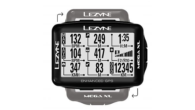 Lezyne’s Mega XL GPS can be oriented either horizontally or vertically.