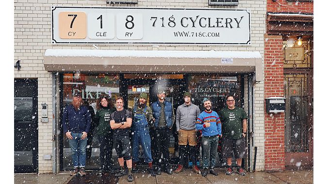 718 Cyclery’s Joe Nocella (far right) and his staff organized Bike Shop Day to celebrate the IBD.