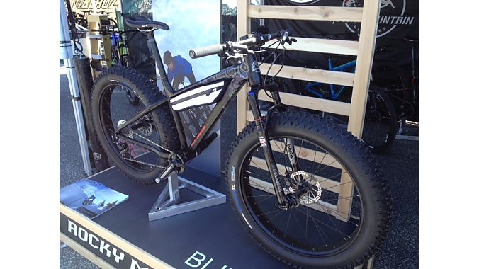 OK, we fully understand if you’re suffering from fat bike fatigue at this point, but we’d be remiss if we ignored Rocky Mountain’s new 4.7-inch-tired, front-suspension Blizzard “trail-specific” bike. “We want it to feel like a true mountain bike,” said brand manager Brandon Crichton. It’s spec’d as a one-by rig with a custom 24-tooth chainring from Race Face, but has provisions for a front derailleur and double-chainring setup. The new RockShox Bluto delivers 100 millimeters of front travel, and bosses on t