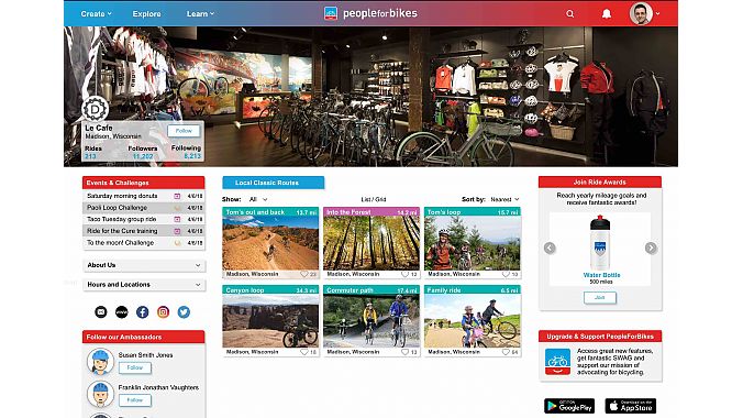 Any business or individual can create a page in the PeopleForBikes Ride Guide, where ride routes, events, challenges and other information can be uploaded.