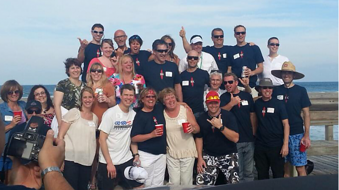 A group of Cannondale colleagues at the beach Saturday. Photo: Pat Hus