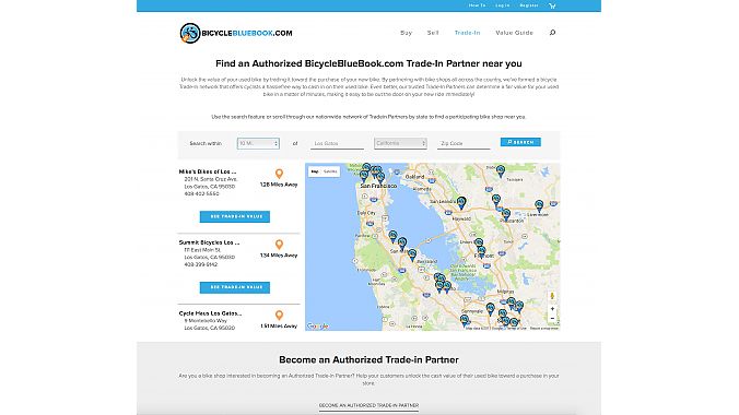 BicycleBlueBook.com's Trade-In Geo Locator.
