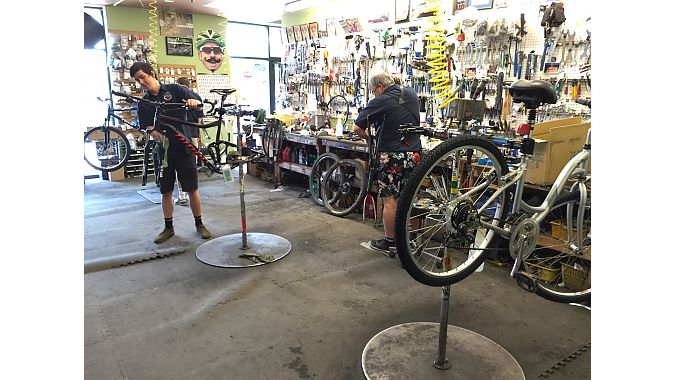 The Bike Shop, founded as a hardware store in the Coast to Coast chain in 1954, switched to selling bikes exclusively in 1994. The full-line shop prides itself on providing same-day or next-day service, so it keeps a deep stock of parts and takes advantage of one-day shipping from QBP's and J&B Importers' distribution centers in Denver.