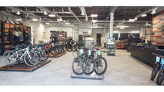 The store stocks mostly entry to mid-level mountain bike, road, fitness and kids' bikes, and a large selection of e-bikes from Specialized, and a few higher-end Santa Cruz, Juliana and Yeti mountain bikes.