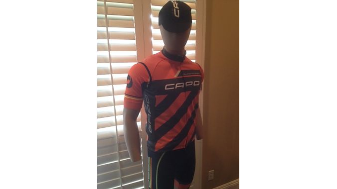 Capo’s Super Corsa SL (Speed Luminescence) Wind Vest looks like normal cycling gear until light hits it.