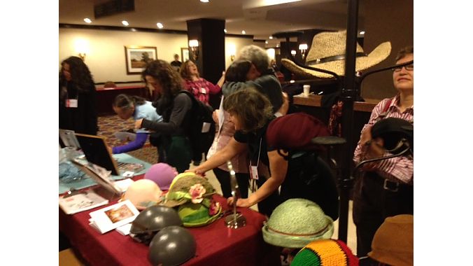 Headgear at the Women’s Popup Shop mini-expo in the Forum’s lobby