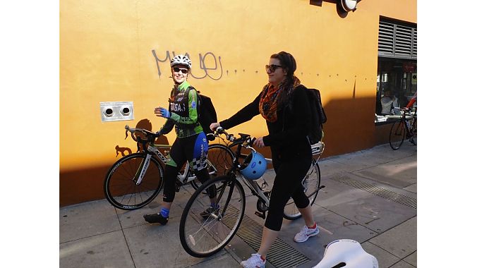 Dealer Tour organizer par excellence Julie Kelly and ASI marketing director Kaitlyn Phillips, head to the street for the tour's next leg.