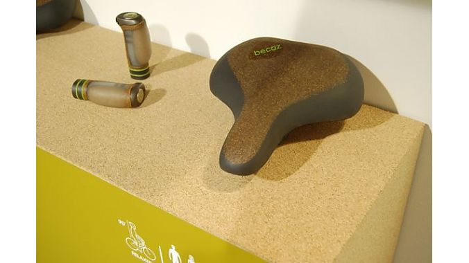Selle Royal showed its eco-friendly line of Becoz saddles and grips, which replaces gel with more sustainable cork-based material.
