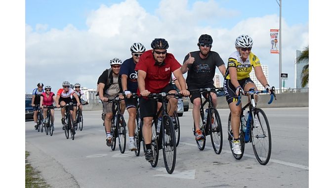 The Dealer Tour crew pounds out the miles — more than 40 on Tuesday in Miami.