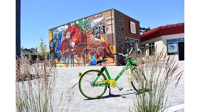 LimeBike’s green and yellow bikes are sprinkled throughout Reno. In such a compact city, it’s an easy way to get around town.