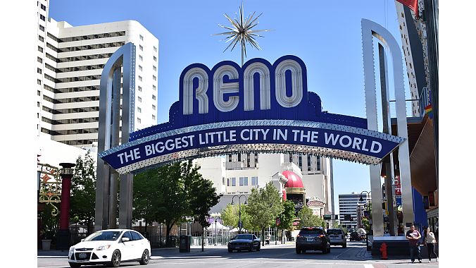 The famed sign on Virginia Street in downtown Reno. Most hotel casinos are clustered downtown. Many have undergone extensive renovations, though you won’t be able to tell from their original exteriors.