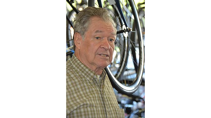 The Bike Gallery owner Al Lizarazo, 76, still rides with his son on Sundays and can keep up with the group ride on the flats. “The only medicine I take is two baby aspirin,” he said. 