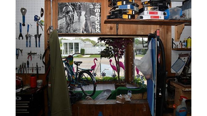 It was Matt Hasenyager’s two-year old daughter, now age four, and his mother who   insisted that he put a flock of pink Flamingos in Skyline Cycle’s front window. From   the street it would be easy to miss his store inside a 75-year-old building once used as   a church. The building includes a loft where Hasenyager has his fit studio, a basement   where bikes are built and Hasenyager dabbles at brazing frames, and an upstairs office   with storage for another 200 bikes comprises some 13,000 square feet. The